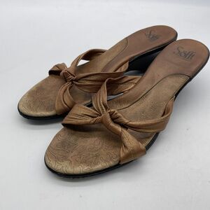 Sofft Size Wedge Sandals Leather Beige‎ Slip On Size 9 See Measurements